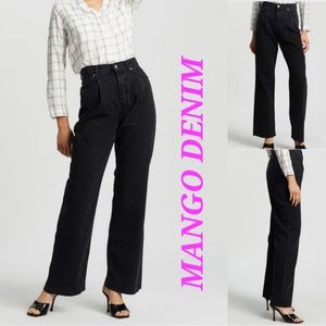 MANGO JEAN fly button ripped/distressed hem straight leg jeans